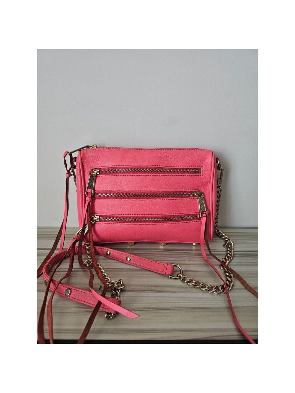 Rebecca Minkoff Pink Leather Studded Chain Crossbody Bag